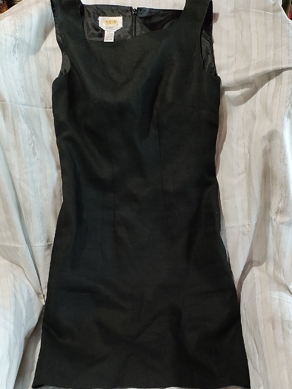 Talbots Black Square-Neck Sleeveless Mini Dress, 100% Irish Linen, Size 6